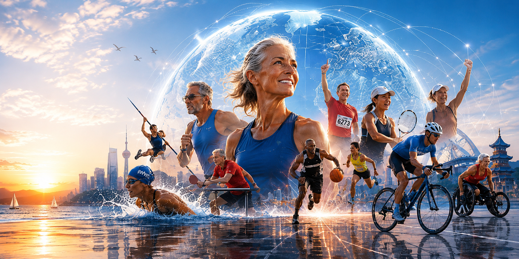 Masters athletes competing across multiple sports and generations
