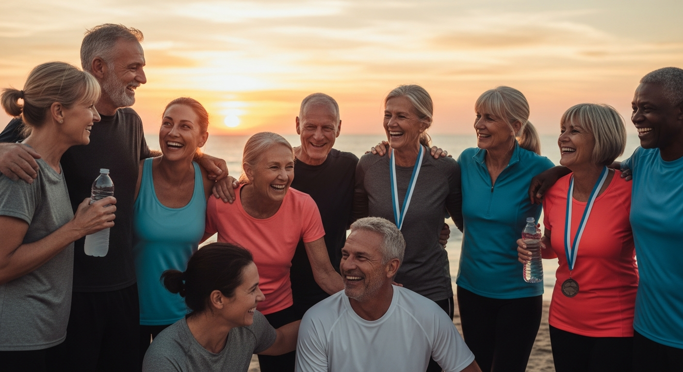 Diverse athletes connecting